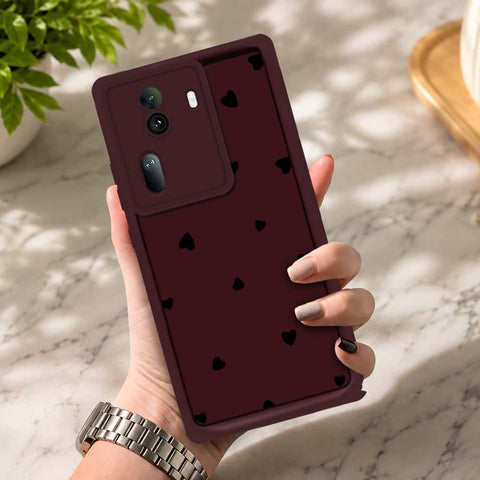 Oppo Reno 11 Pro - Maroon - Classic Heart Print - ONation Step Up Series - HQ Liquid Silicone Soft Case