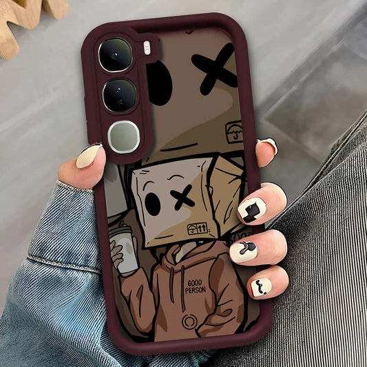 Vivo V40 Lite (IDN) - Maroon - D3 - ONation Step Up Series - HQ Liquid Silicone Soft Case