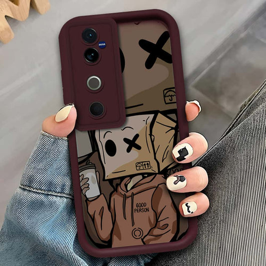 Vivo V40 Pro - Maroon - D3 - ONation Step Up Series - HQ Liquid Silicone Soft Case