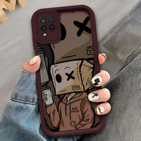 Samsung Galaxy A12 Nacho - Maroon - D3 - ONation Step Up Series - HQ Liquid Silicone Soft Case (Fast Delivery)
