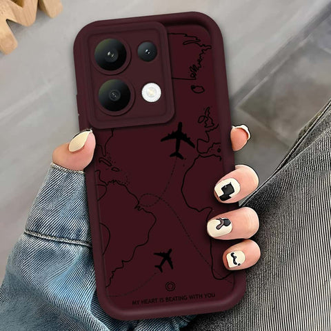 Xiaomi Redmi Note 13 Pro 4G - Maroon - Airplane Route Design - ONation Step Up Series - HQ Liquid Silicone Soft Case