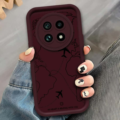 Realme 13 Pro Plus  - Maroon - Airplane Route Design - ONation Step Up Series - HQ Liquid Silicone Soft Case