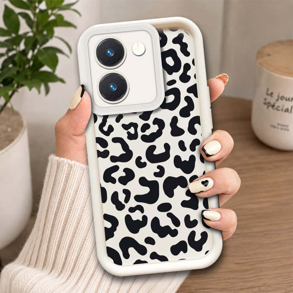 Vivo Y27s  - Offwhite - Classic Leopard Print - ONation Step Up Series - HQ Liquid Silicone Soft Case