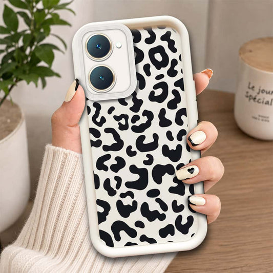 Vivo Y03t  - Offwhite - Classic Leopard Print - ONation Step Up Series - HQ Liquid Silicone Soft Case