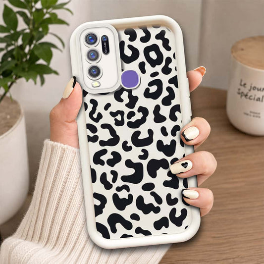 Vivo Y50  - Offwhite - Classic Leopard Print - ONation Step Up Series - HQ Liquid Silicone Soft Case
