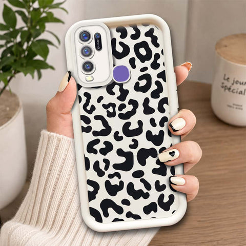 Vivo Y30   - Offwhite - Classic Leopard Print - ONation Step Up Series - HQ Liquid Silicone Soft Case