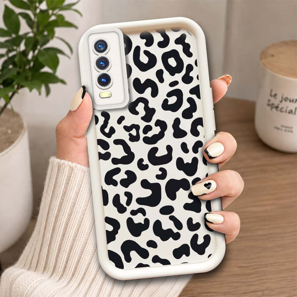 Vivo Y11s  - Offwhite - Classic Leopard Print - ONation Step Up Series - HQ Liquid Silicone Soft Case
