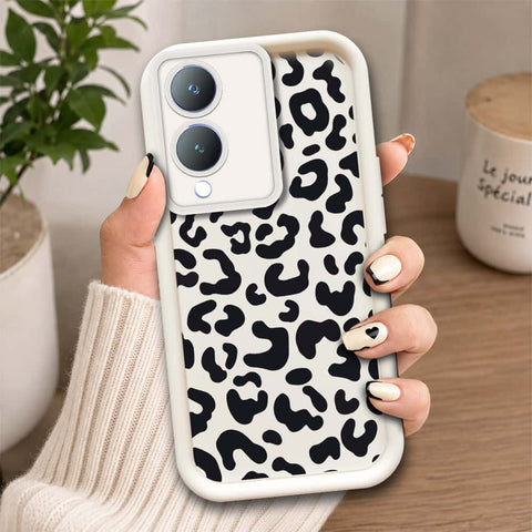 Vivo Y28 5G  - Offwhite - Classic Leopard Print - ONation Step Up Series - HQ Liquid Silicone Soft Case
