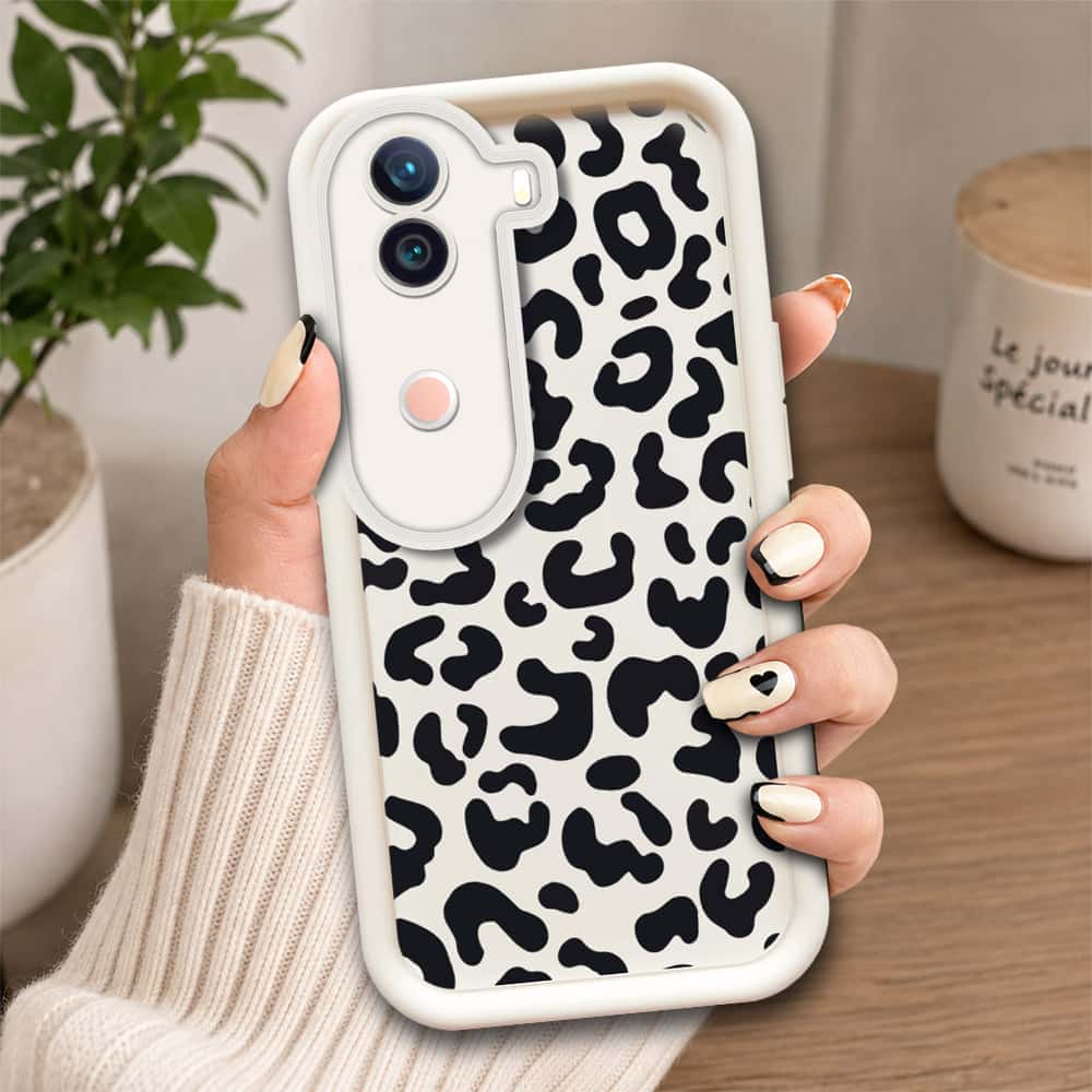 Vivo V40e  - Offwhite - Classic Leopard Print - ONation Step Up Series - HQ Liquid Silicone Soft Case