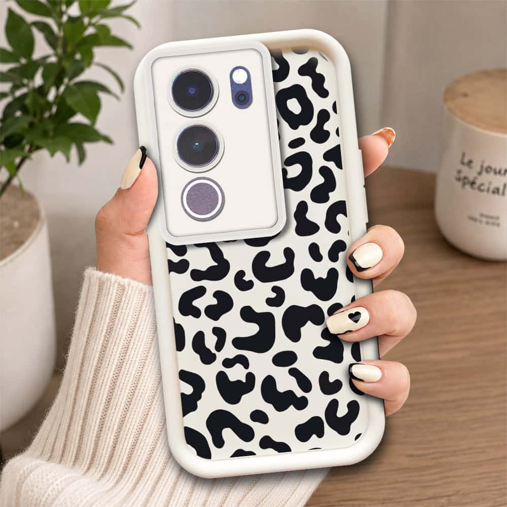 Vivo V29  - Offwhite - Classic Leopard Print - ONation Step Up Series - HQ Liquid Silicone Soft Case