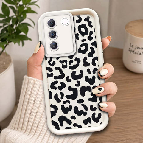 Vivo V27e  - Offwhite - Classic Leopard Print - ONation Step Up Series - HQ Liquid Silicone Soft Case