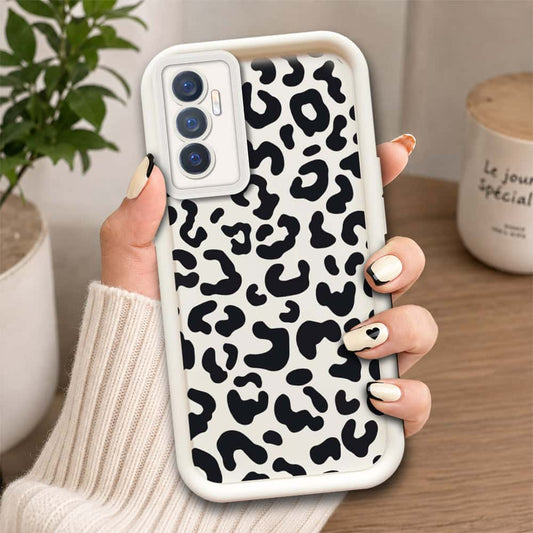 Vivo S10e  - Offwhite - Classic Leopard Print - ONation Step Up Series - HQ Liquid Silicone Soft Case