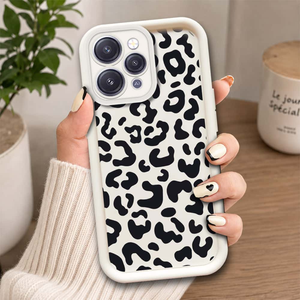 Xiaomi Redmi 12  - Offwhite - Classic Leopard Print - ONation Step Up Series - HQ Liquid Silicone Soft Case