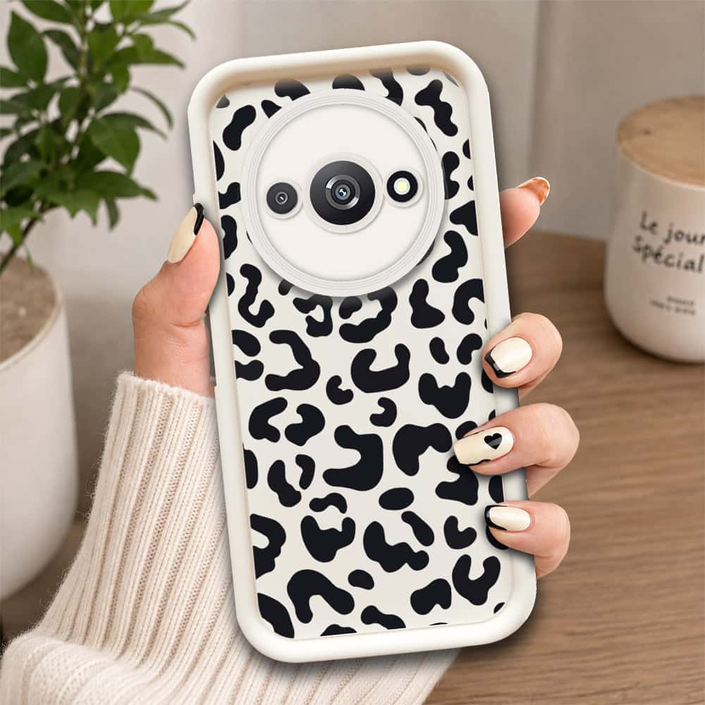 Xiaomi Redmi A3  - Offwhite - Classic Leopard Print - ONation Step Up Series - HQ Liquid Silicone Soft Case