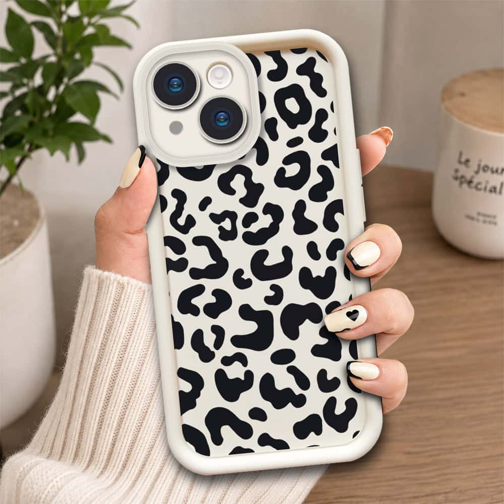 iPhone 14 Plus  - Offwhite - Classic Leopard Print - ONation Step Up Series - HQ Liquid Silicone Soft Case
