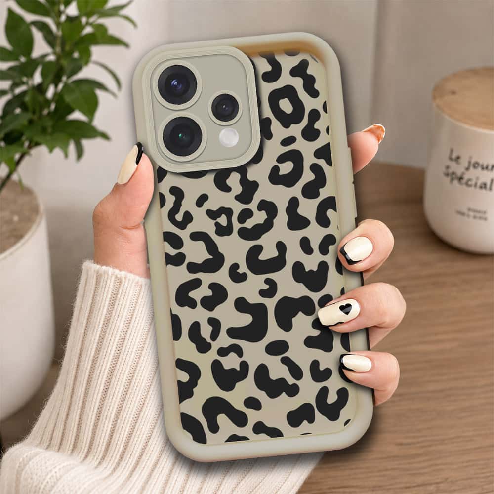 Oppo Reno 15c  - Offwhite - Classic Leopard Print - ONation Step Up Series - HQ Liquid Silicone Soft Case