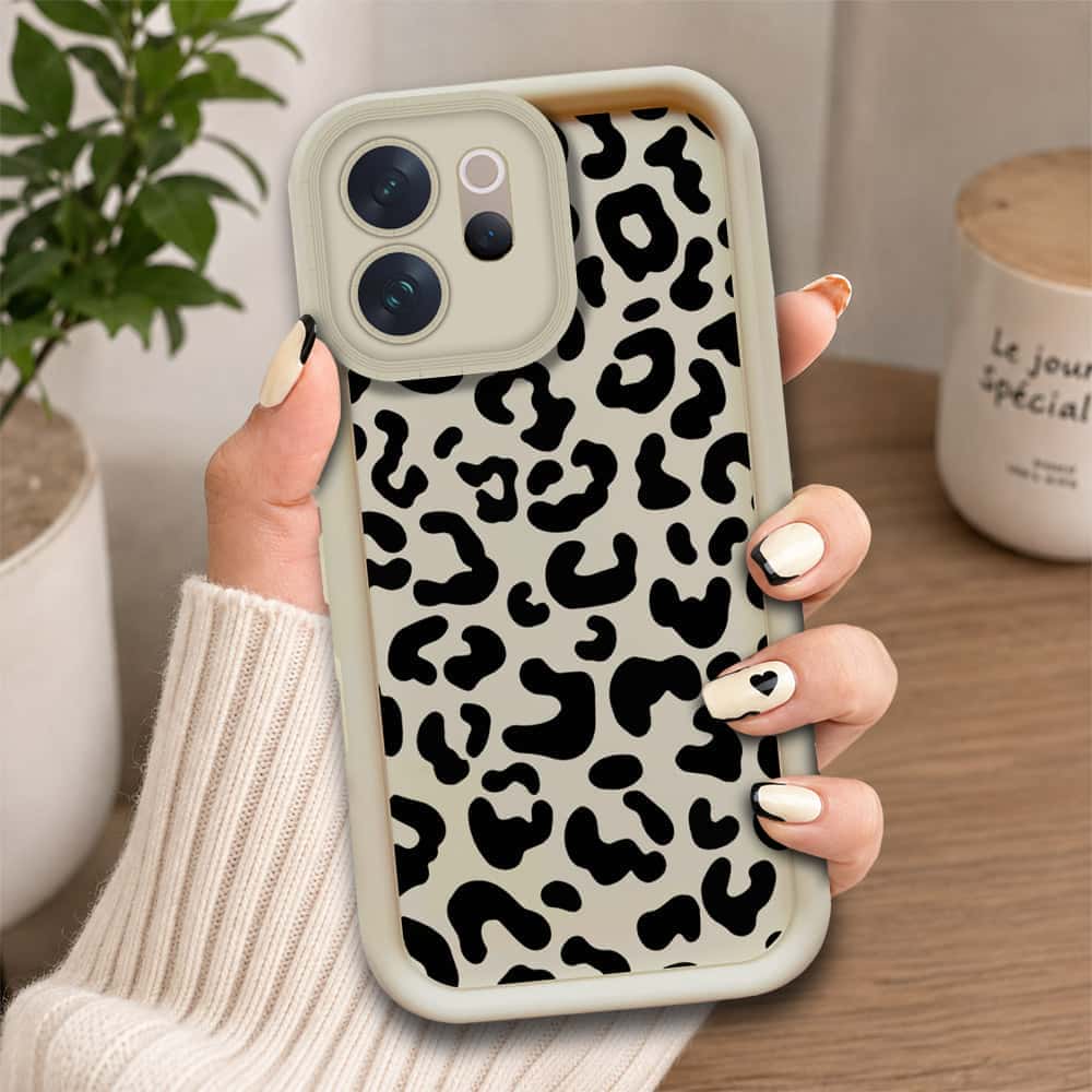 Vivo S50  - Offwhite - Classic Leopard Print - ONation Step Up Series - HQ Liquid Silicone Soft Case