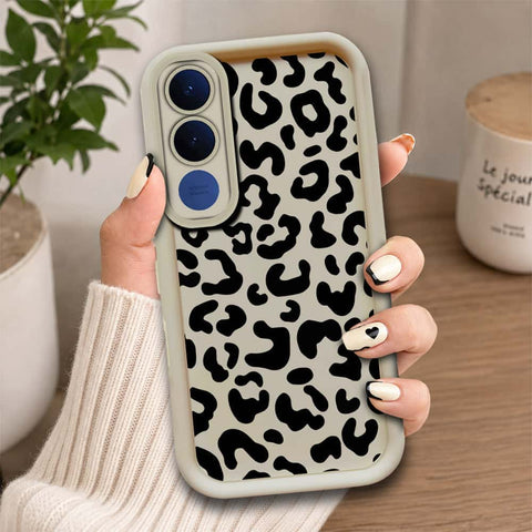 Vivo V70 FE  - Offwhite - Classic Leopard Print - ONation Step Up Series - HQ Liquid Silicone Soft Case