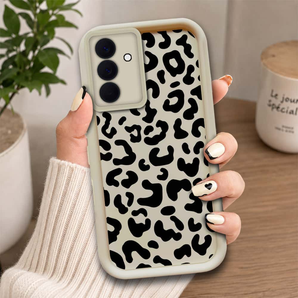 Samsung Galaxy A57  - Offwhite - Classic Leopard Print - ONation Step Up Series - HQ Liquid Silicone Soft Case