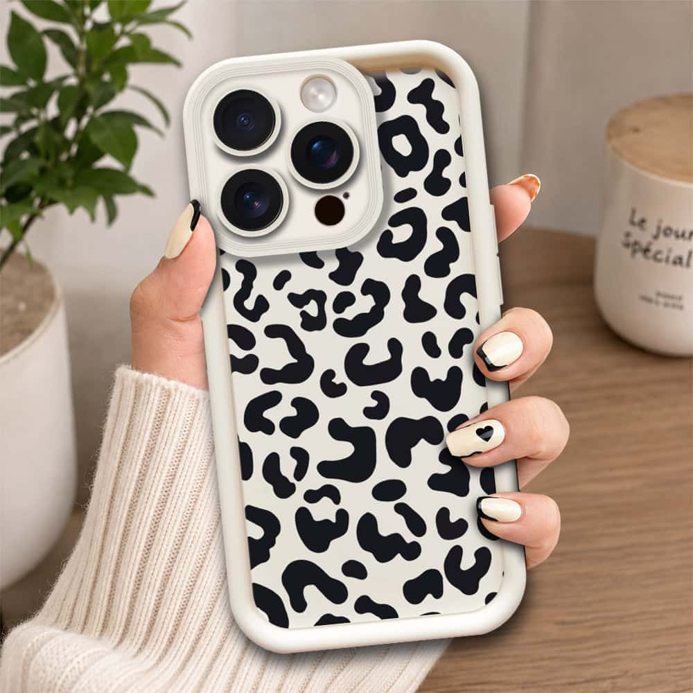 iPhone 16 Pro Max  - Offwhite - Classic Leopard Print - ONation Step Up Series - HQ Liquid Silicone Soft Case