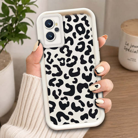 Realme 9i  - Offwhite - Classic Leopard Print - ONation Step Up Series - HQ Liquid Silicone Soft Case