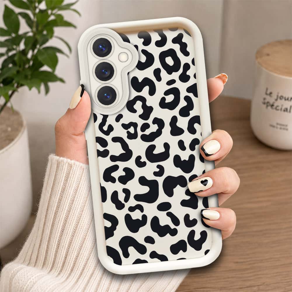 Samsung Galaxy S25   - Offwhite - Classic Leopard Print - ONation Step Up Series - HQ Liquid Silicone Soft Case