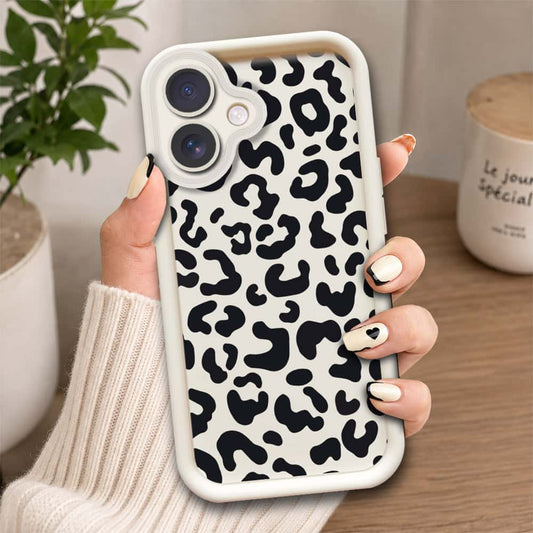 iPhone 16 Plus  - Offwhite - Classic Leopard Print - ONation Step Up Series - HQ Liquid Silicone Soft Case