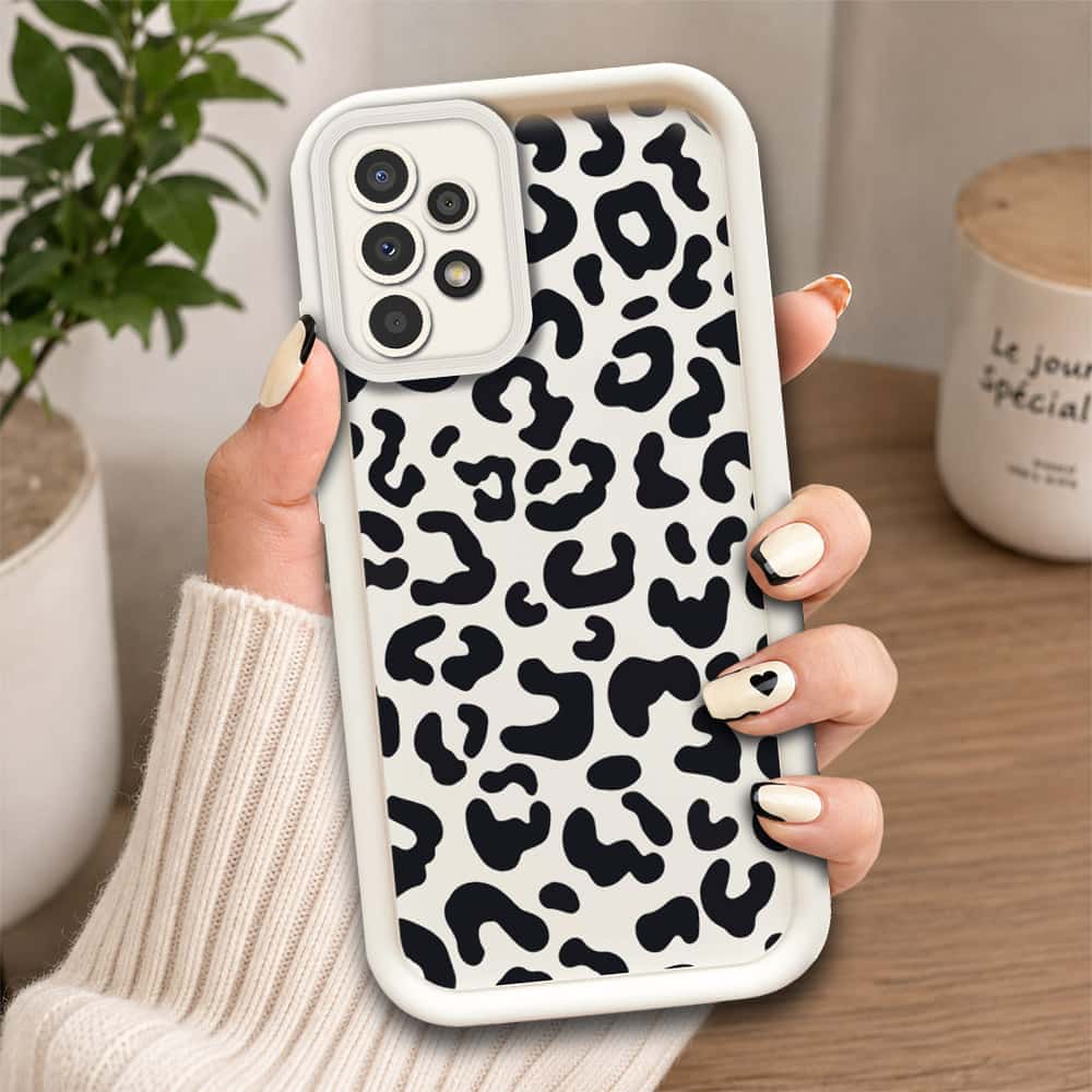 Samsung Galaxy A53 5G  - Offwhite - Classic Leopard Print - ONation Step Up Series - HQ Liquid Silicone Soft Case