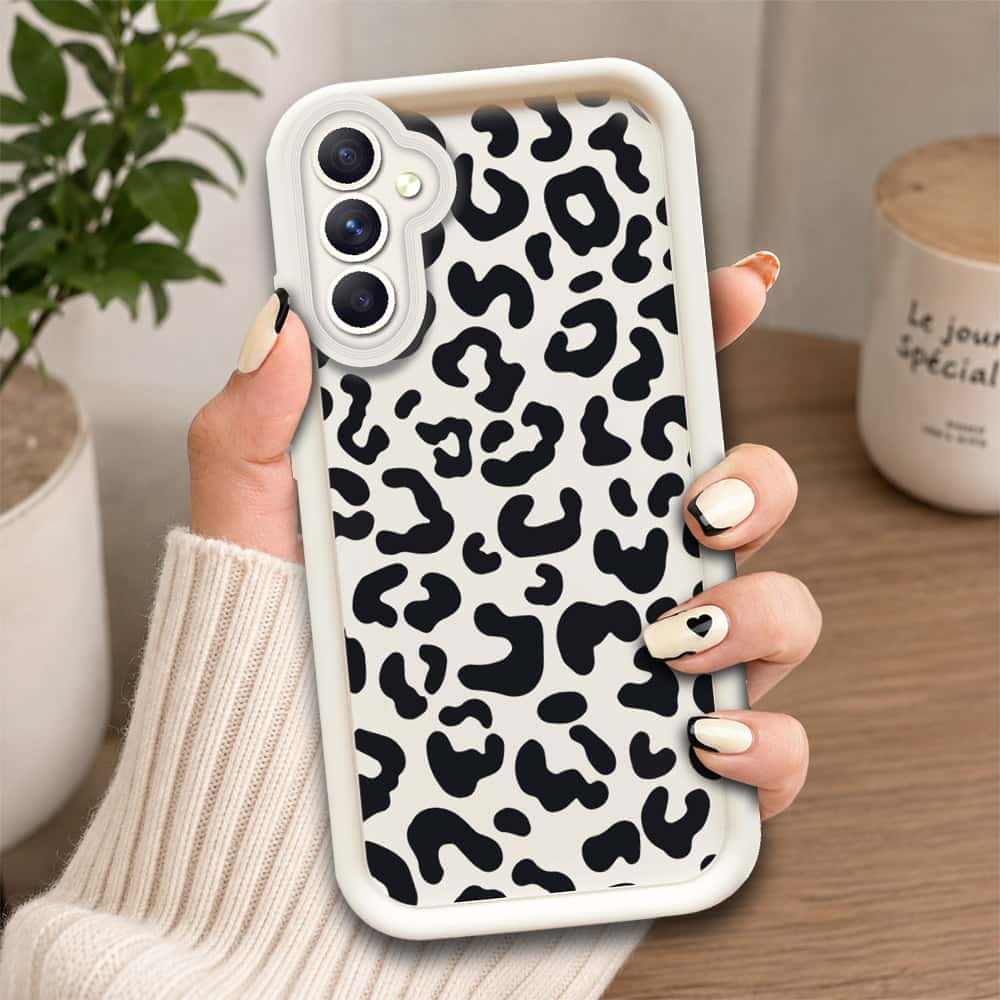 Samsung Galaxy A56  - Offwhite - Classic Leopard Print - ONation Step Up Series - HQ Liquid Silicone Soft Case