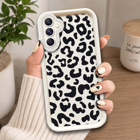 Samsung Galaxy A34 5G  - Offwhite - Classic Leopard Print - ONation Step Up Series - HQ Liquid Silicone Soft Case