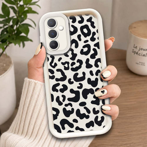 Samsung Galaxy A25 5G 5G  - Offwhite - Classic Leopard Print - ONation Step Up Series - HQ Liquid Silicone Soft Case