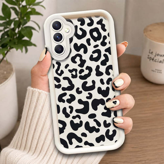 Samsung Galaxy A24 4G  - Offwhite - Classic Leopard Print - ONation Step Up Series - HQ Liquid Silicone Soft Case