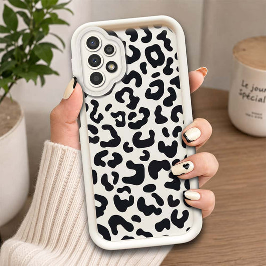 Samsung Galaxy A13  - Offwhite - Classic Leopard Print - ONation Step Up Series - HQ Liquid Silicone Soft Case
