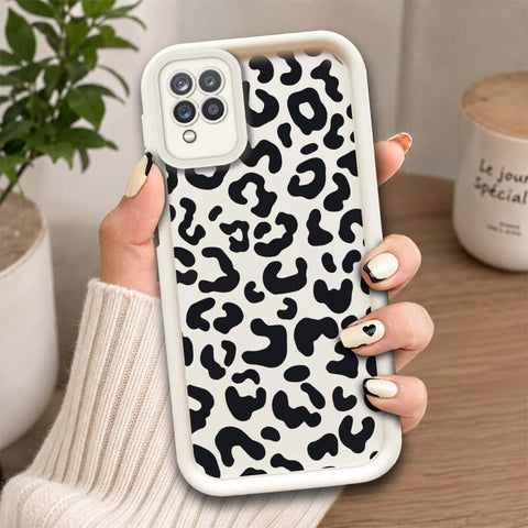 Samsung Galaxy A12 Nacho  - Offwhite - Classic Leopard Print - ONation Step Up Series - HQ Liquid Silicone Soft Case