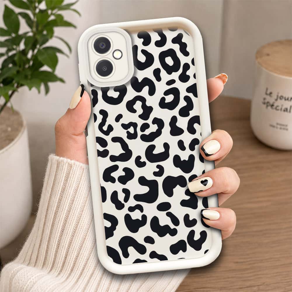 Samsung Galaxy A06  - Offwhite - Classic Leopard Print - ONation Step Up Series - HQ Liquid Silicone Soft Case