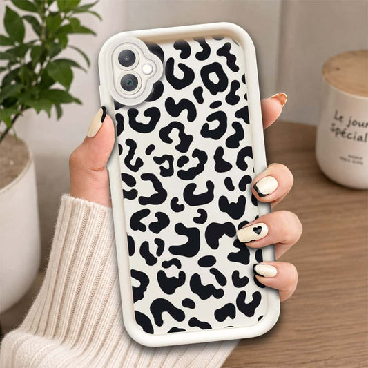 Samsung Galaxy A05  - Offwhite - Classic Leopard Print - ONation Step Up Series - HQ Liquid Silicone Soft Case