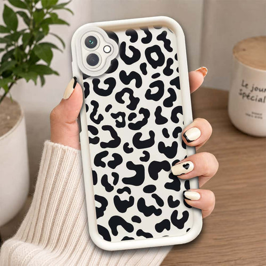 Samsung Galaxy A04  - Offwhite - Classic Leopard Print - ONation Step Up Series - HQ Liquid Silicone Soft Case