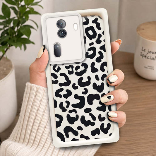 Oppo Reno 11 Pro  - Offwhite - Classic Leopard Print - ONation Step Up Series - HQ Liquid Silicone Soft Case