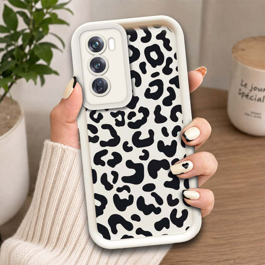 Oppo Reno 12  - Offwhite - Classic Leopard Print - ONation Step Up Series - HQ Liquid Silicone Soft Case