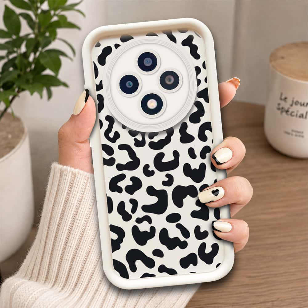 Oppo Reno 12F 4G  - Offwhite - Classic Leopard Print - ONation Step Up Series - HQ Liquid Silicone Soft Case