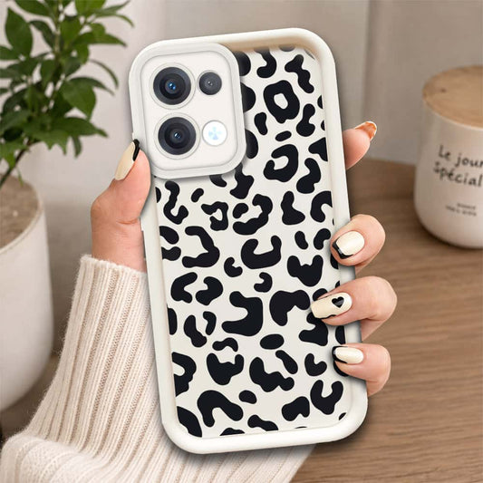 Oppo Reno 13  - Offwhite - Classic Leopard Print - ONation Step Up Series - HQ Liquid Silicone Soft Case