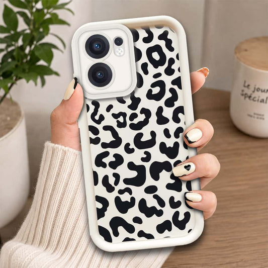 Oppo Reno 13F 4G  - Offwhite - Classic Leopard Print - ONation Step Up Series - HQ Liquid Silicone Soft Case
