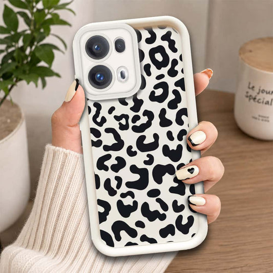 Oppo Reno 13 Pro  - Offwhite - Classic Leopard Print - ONation Step Up Series - HQ Liquid Silicone Soft Case