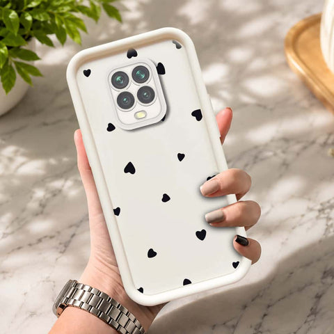 Xiaomi Redmi Note 9S - Offwhite - Classic Heart Print - ONation Step Up Series - HQ Liquid Silicone Soft Case