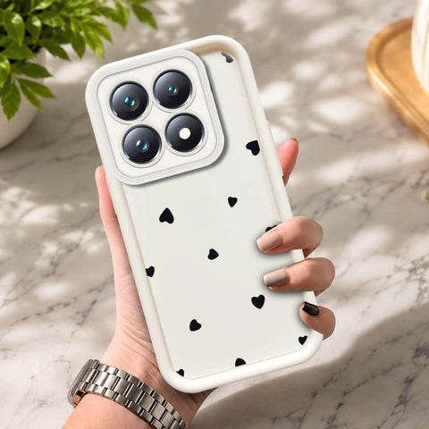 Xiaomi 14T  - Offwhite - Classic Heart Print - ONation Step Up Series - HQ Liquid Silicone Soft Case