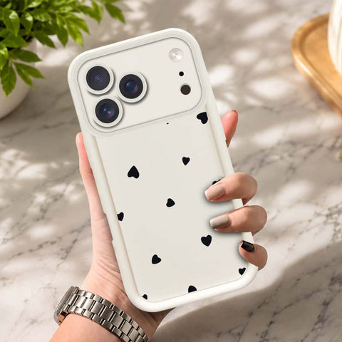 iPhone 17 Pro  - Offwhite - Classic Heart Print - ONation Step Up Series - HQ Liquid Silicone Soft Case