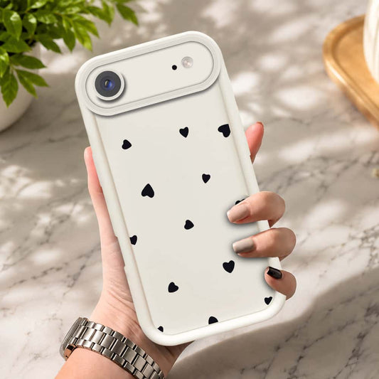 iPhone 17 Air  - Offwhite - Classic Heart Print - ONation Step Up Series - HQ Liquid Silicone Soft Case