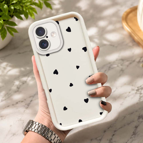 iPhone 17  - Offwhite - Classic Heart Print - ONation Step Up Series - HQ Liquid Silicone Soft Case
