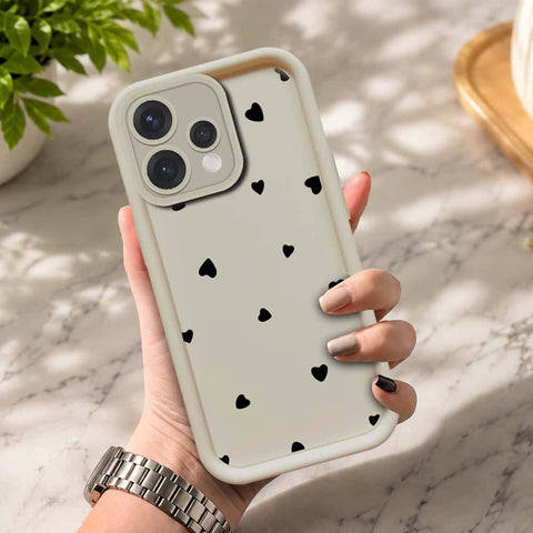 Oppo Reno 15  - Offwhite - Classic Heart Print - ONation Step Up Series - HQ Liquid Silicone Soft Case