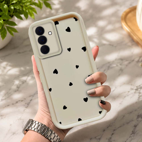 Samsung Galaxy A57  - Offwhite - Classic Heart Print - ONation Step Up Series - HQ Liquid Silicone Soft Case